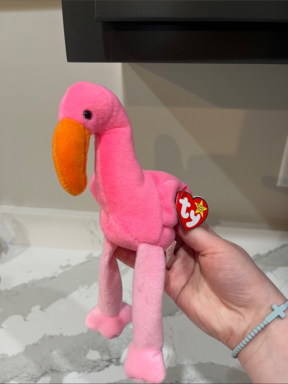 Ty Pink Flamingo Plush with Orange Beak (Pinky 1995)